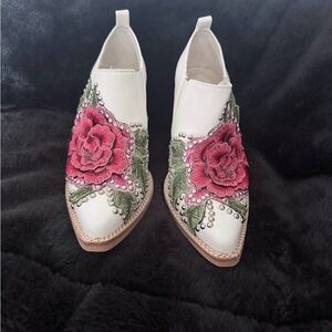 Jeffrey Campbell Roseola White Studded Appliqué booties